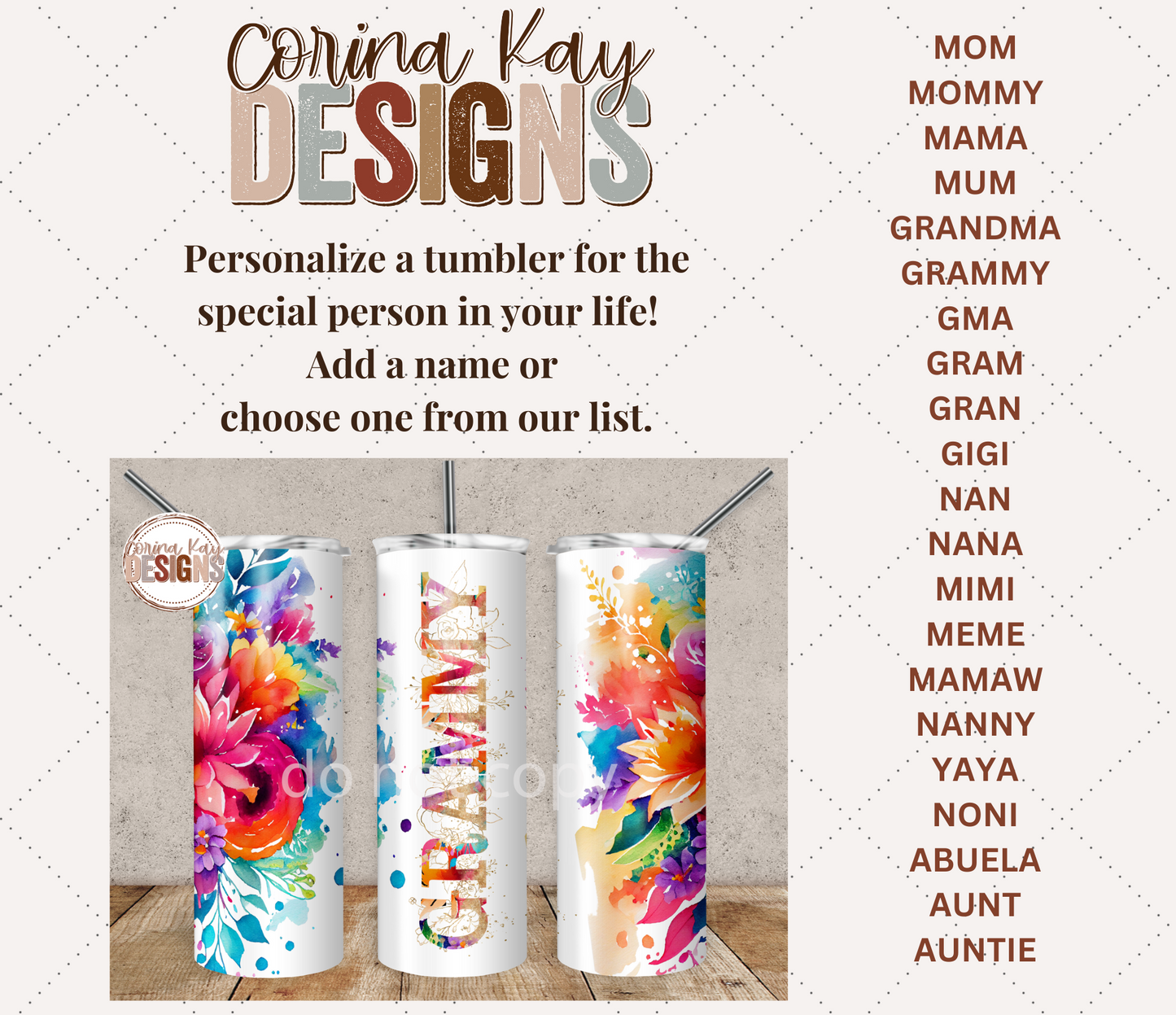 Bright Rainbow Flowers With Optional Personalization