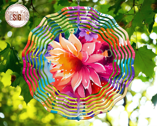 Bright Rainbow Floral Wind Spinner
